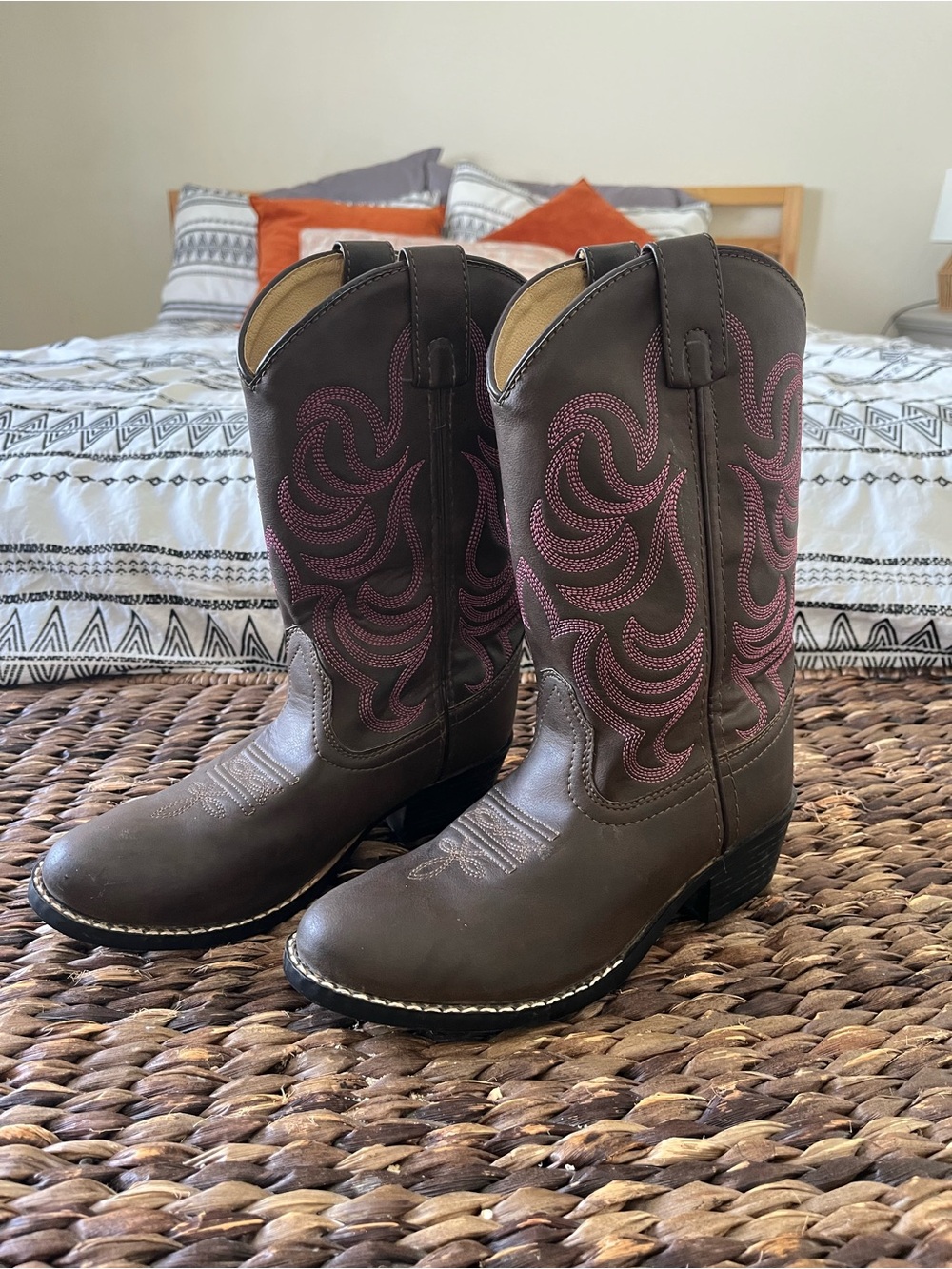 Smoky Mountain Monterey Girls Size 3.5 R Western Boots Brown Pink Cowgirl